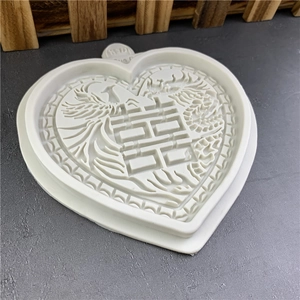 Heart shaped dragon phoenix double happiness silicone mold for wedding cake decor