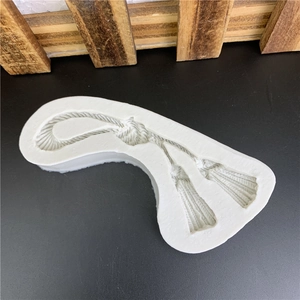White silicone DIY tassel mold for fondant cake decorating and rope texture baking design