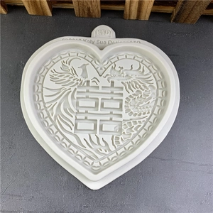Heart-shaped silicone fondant mold with traditional Chinese Dragon, Phoenix, and Double Happiness
