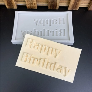 Happy Birthday Silicone Mold For Cake Decoration Fondant Chocolate Baking Tools Rectangle DIY Handmade Lettering Card Mold