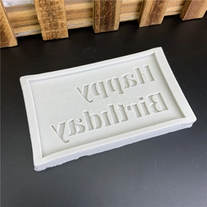 White silicone Happy Birthday mold for fondant cake decorating and chocolate crafting