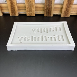 White silicone Happy Birthday cake topper mold for fondant and chocolate DIY