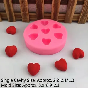Pink silicone heart mold with 7 cavities for fondant, chocolate and DIY baking decoration