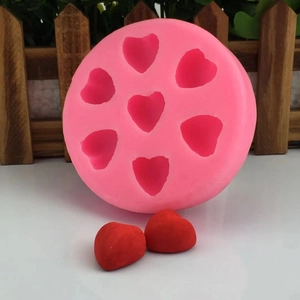 Pink heart silicone mold with seven cavities for DIY cake chocolate and fondant decorating