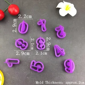 40pcs purple plastic numbers and letters fondant cake stamps and DIY cookie cutters set