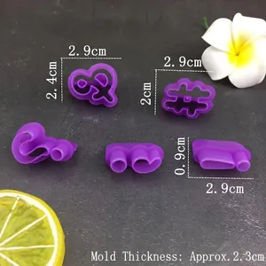 Purple plastic 40pcs alphabet and number cookie cutters for DIY fondant cake baking