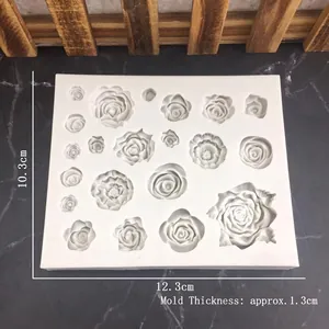 Multi-size 3D rose flower silicone mold for DIY fondant cake and chocolate decoration