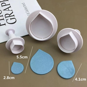 Set of 3 cartoon leaf and water drop cookie cutters in various sizes for DIY baking