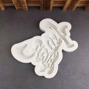 White silicone chocolate mold for DIY cake decoration featuring artistic font design