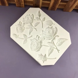 White silicone rose flower mold for fondant cake decorating and DIY baking crafts