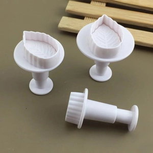 3pcs rose leaf spring plunger cutter set for fondant cake decorating and cookie shaping