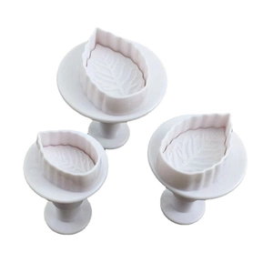 3pcs set of rose leaf fondant plunger cutters for cake decorating and DIY baking tools