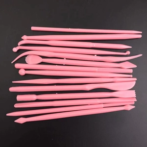 14-piece pink clay carving tool set for fondant cake decorating and DIY modeling