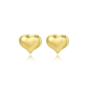 Minimalistische hohle 3D-Herz-Ohrstecker mit goldpolierter Oberfläche für Damen