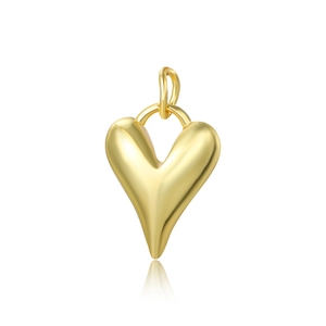 Ciondolo cuore 3D pieno placcato oro 18k per creazione di gioielli fai da te