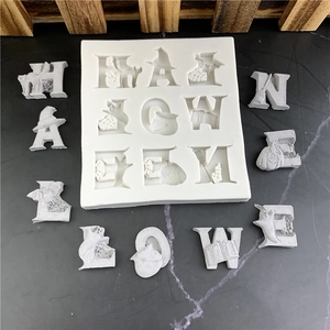 Halloween Alphabet Letter Silicone Mold For Chocolate Cake Decoration DIY Plaster Epoxy Resin Festive Baking Craft Tools