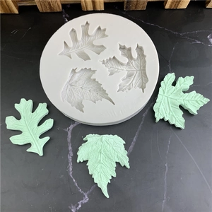Leaf Shape Silicone Mold For Fondant Chocolate Baking Decorating Tool DIY Plaster Resin Casting Craft Mold White Round