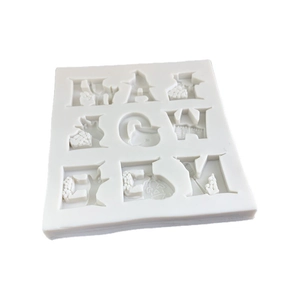 Halloween silicone alphabet mold for chocolate and DIY crafts featuring festive pumpkin motifs