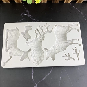 Christmas elk reindeer silicone fondant mold for chocolate baking and DIY plaster crafts