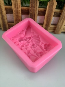 Pink silicone mold with butterfly angel embossment for DIY handmade soap and candle making