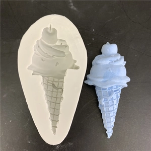 Detail view of ice cream cone silicone mold with realistic waffle texture and swirls