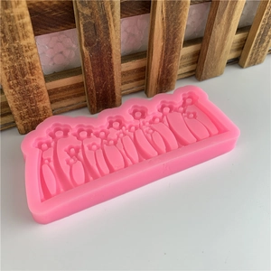 Moule en silicone rose avec motif floral pour décoration de gâteaux et chocolats DIY