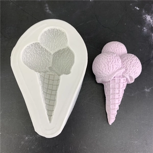 Detailed silicone mold showing a textured three-scoop ice cream cone with finished model