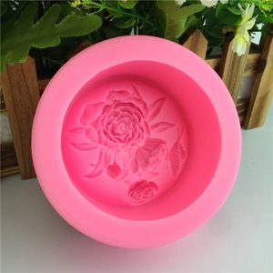 Moule en silicone rose avec relief de rose pour savon artisanal et gâteaux fondant