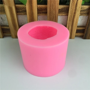 Pink cylindrical silicone DIY mold for chocolate, candles, and cake decoration baking