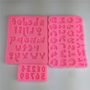 3-piece pink silicone alphabet and number molds for DIY cake decorating and chocolate