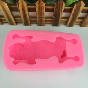 Pink silicone Shar Pei dog mousse mold for DIY cake decorating and fondant baking