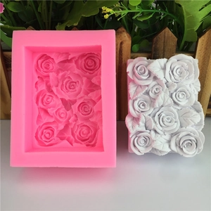 Rectangular Rose Flower Silicone Mold For Cake Decoration Chocolate Fondant Handmade Soap Aromatherapy Plaster DIY Baking Tool