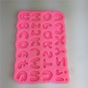 Pink silicone alphabet and numbers mold for DIY chocolate and fondant cake baking