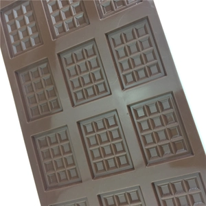 Brown 12-cavity silicone waffle chocolate mold for DIY cake decorating and baking
