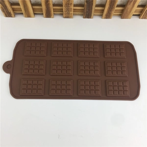 Brown 12-cavity waffle chocolate silicone mold for DIY baking and cake decorating