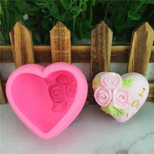 3D heart rose flower silicone mold for DIY soap candles and fondant cake decorating