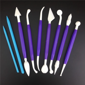 10-piece fondant sculpting tool set with double-headed carving pens for DIY baking