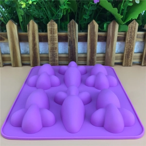 Purple carrot shaped silicone cake mold with 6 cavities for baking and DIY soap making