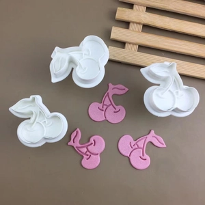 Set of 3 cherry shape DIY cookie fondant molds for cake decorating and pastry embossing