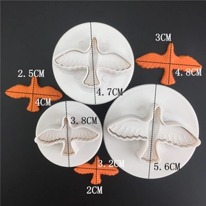Dove shaped cookie cutters for baking and fondant cake decoration, set of 3 sizes