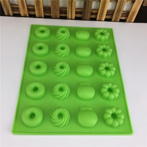 Moule en silicone vert à 20 cavités pour beignets et mousse spirale à gâteau et chocolat