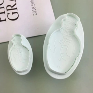 Set of 2 mint green snowman cookie cutters for DIY baking and fondant cake decoration