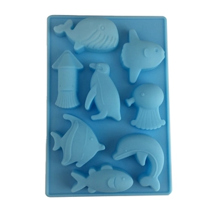 Ocean Animal Multiple Cavity Silicone Mold Whale Dolphin Penguin Shape For Handmade Soap Chocolate Cake Ice DIY Baking Tool Blue