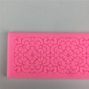 Pink silicone fondant mold with vintage diamond lace pattern for DIY cake decorating