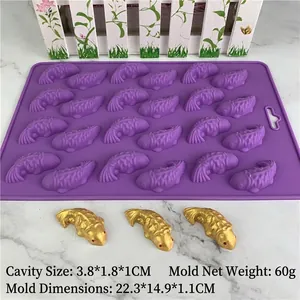 24-cavity koi fish silicone mold for chocolate and fondant, size 22.3x14.9x1.1cm