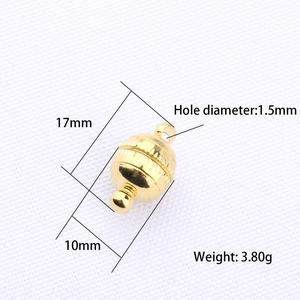 Golden magnetic copper clasp for DIY necklaces with 17x10mm anti-slip textured design