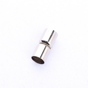 Macro shot of silver magnetic metal clasp for DIY bracelet and necklace jewelry making