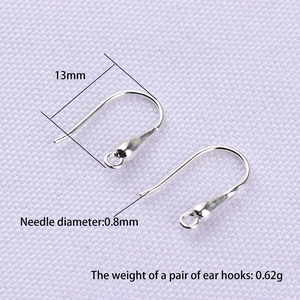 S925 sterling silver ear hooks for DIY jewelry making with U-shaped design 13mm height