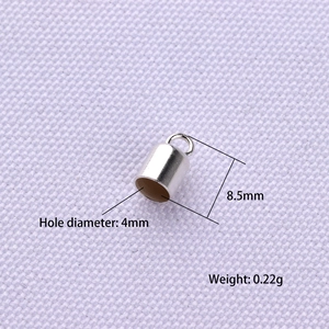 Capocorda argentato S925 da 8,5mm con foro da 4mm per la creazione di gioielli fai-da-te