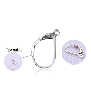S925 sterling silver lever back ear wires with openable hoop for DIY jewelry making
